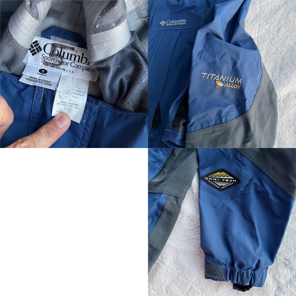 Vtg Columbia‎ Womens Titanium Alloy Omni Tech Blue Grey Waterproof Jacket - Picture 3 of 8